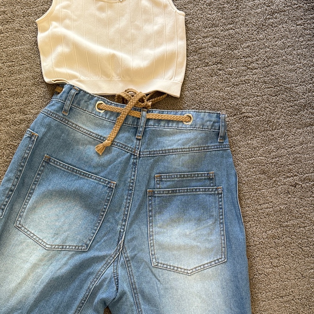 Stylish Blue Patchwork Barrel Jeans - image 2